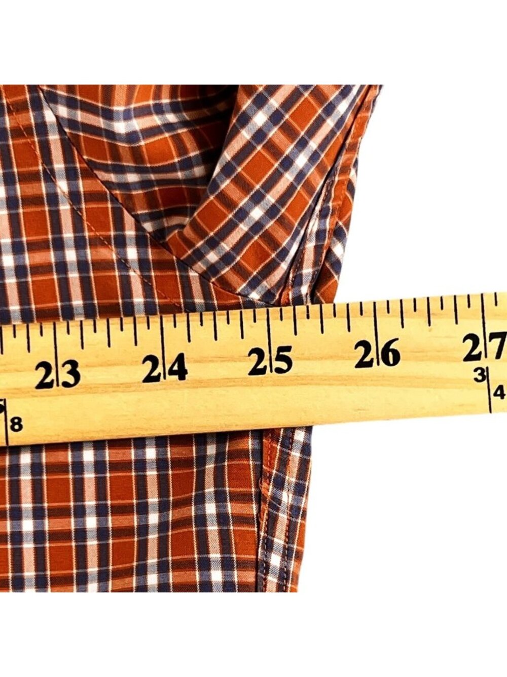 Faconnable Mens Large Shirt Orange Plaid Button Down Long Sleeve USA 100% Cotton - Picture 8 of 10